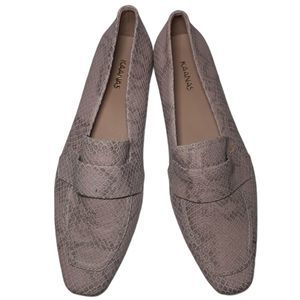 Kaanas Genuine Leather Mauve Pink Bilbao Snakeskin Square-Toe Loafer Flats 6 NWT